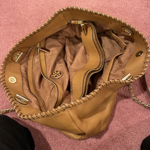 Tory Burch Marion Whipstitch Tote Tan - Picture 4 of 8